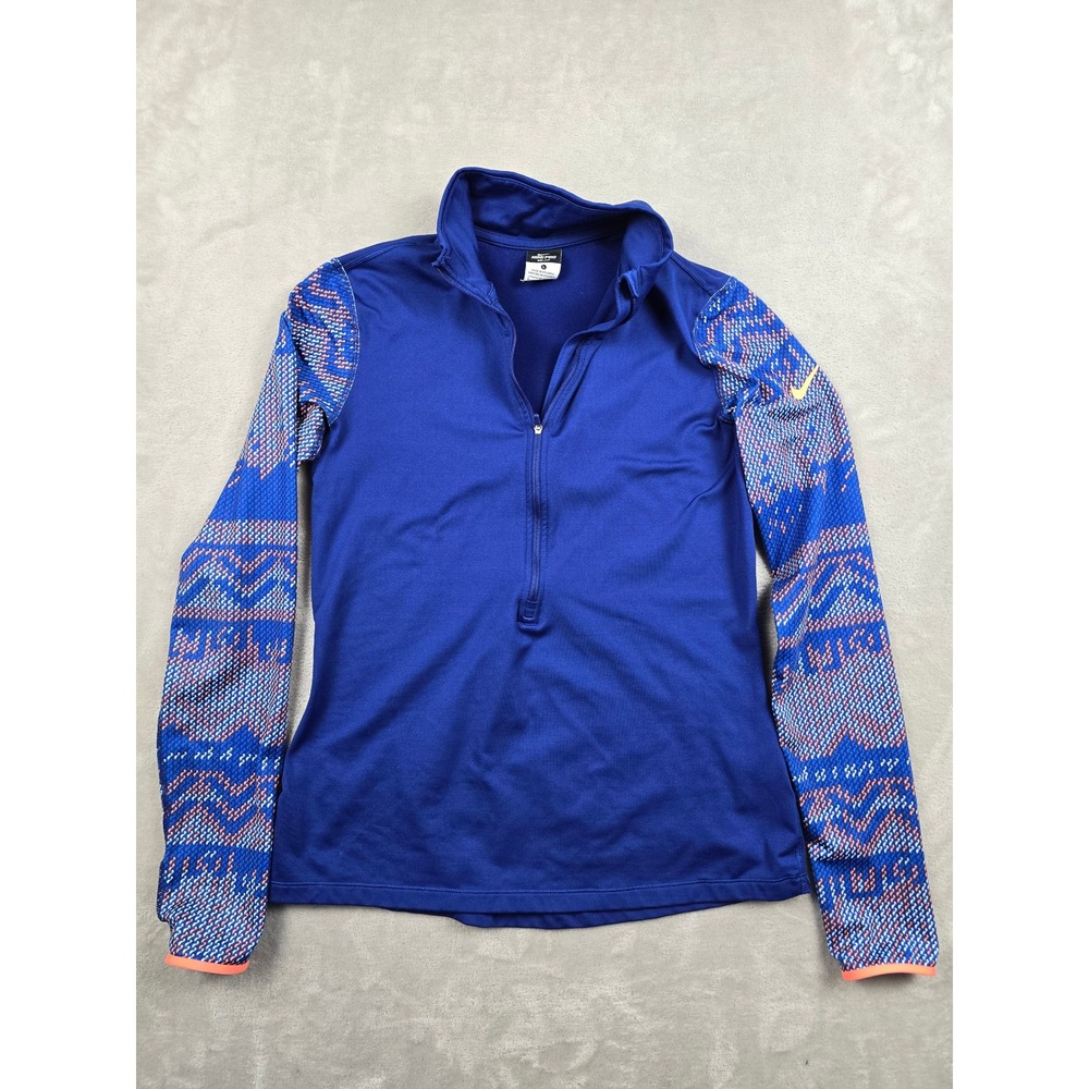 Nike Pro Dri-Fit 1/2 Zip Pullover Womens Large‎ Blue Running Top 649089-455